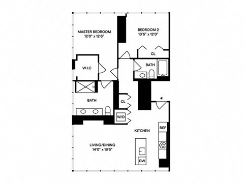 Sentral Michigan Avenue - B5 2BR 2BA Floor Plan