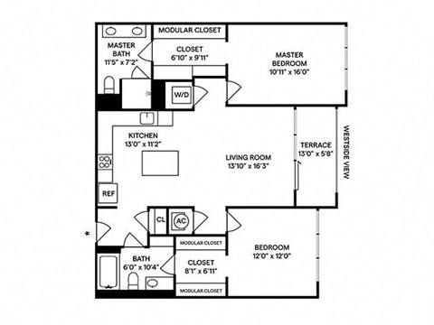Sentral West Midtown at Star Metals - B5 2BR 2BA Floor Plan
