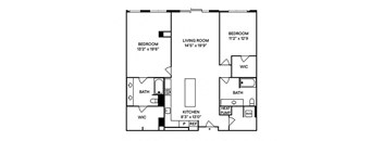 Sentral Union Station B6 2BR 2BA Floor Plan