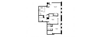 a floor plan of a 1 bedroom floor plan for an open floor plan