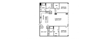 B8 2BR 2BA Penthouse Floor Plan