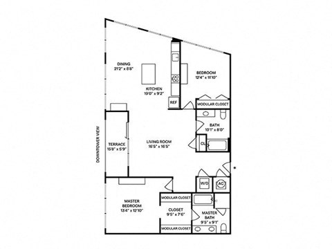 Sentral West Midtown at Star Metals - B9 2BR 2BA Floor Plan