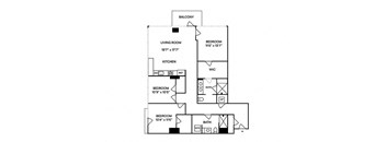 Sentral DTLA 755 C1 3BR 2BA Floor Plan