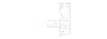 A floor plan of a two-level residential building.
