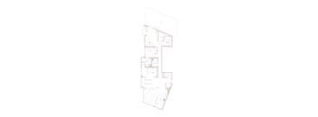 A floor plan of a house with a kitchen, living room, and two bedrooms.