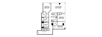 C1 3BR 2BA Floor Plan