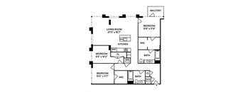 C2 3BR 2BA Penthouse Floor Plan