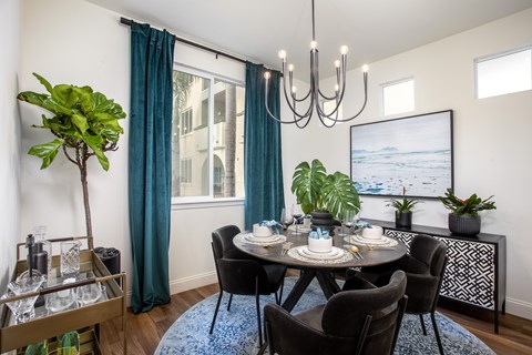 Dining area at Reveal Playa Vista in Playa Vista, CA.