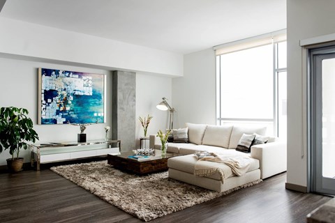 Living space at 1600 Vine in Hollywood, CA.