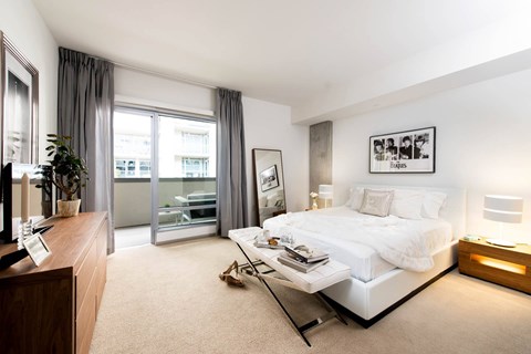 Bedroom at 1600 Vine in Hollywood, CA.