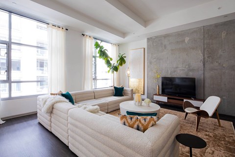 Studio living area at 1600 Vine in Hollywood, CA.