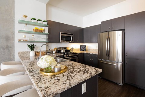 Studio kitchen at 1600 Vine in Hollywood, CA.