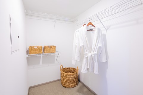 Walk-in closet at 1600 Vine in Hollywood, CA.