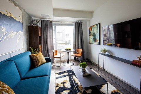 Studio living space at 1600 Vine in Hollywood, CA.