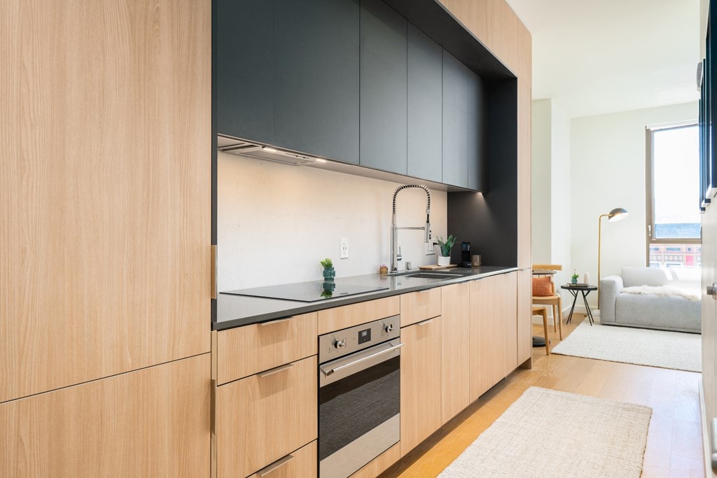 modern kitchen with two-toned cabinetry
