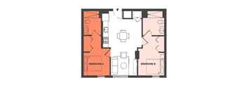 B1_Two Bedroom Coliving Floor Plan