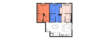 C2_Three Bedroom Coliving Floor Plan
