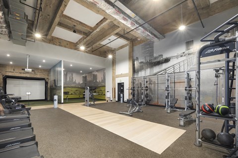 the gym is equipped with weights and cardio equipment