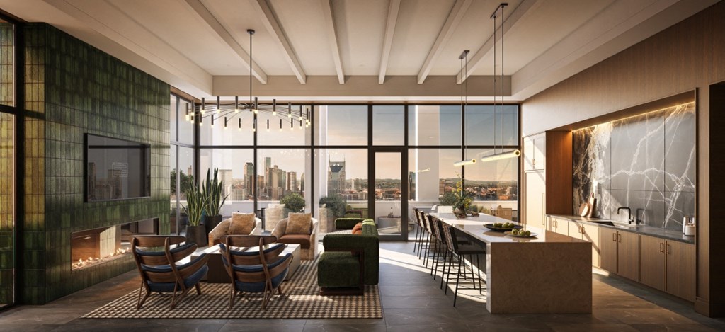 Rooftop lounge at The Everett Nashville Yards