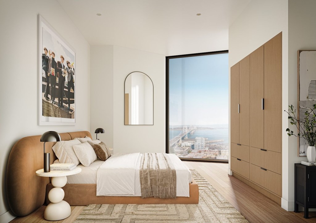 Quincy San Francisco Apartment Bedroom with View of Bay Bridge Quincy San Francisco Apartment Bedroom with View of Bay Bridge