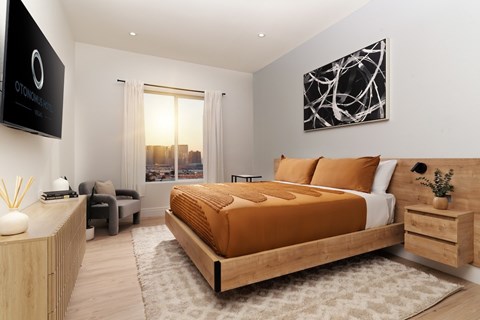 Apartment bedroom with Las Vegas strip view