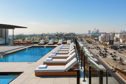 Rooftop Pool & Lounge at Ten 310 in Los Angeles, CA.