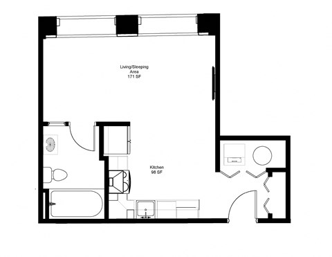 floor plan of 55 north luxury apartments to rent in the north end of boston