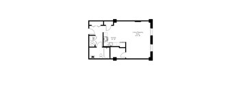 a floor plan of a house with a bedroom and a living room