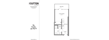 a floor plan of a studio apartment with a bedroom and a living room