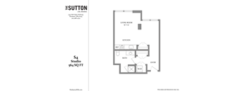 a floor plan of a studio apartment with a bedroom and a living room