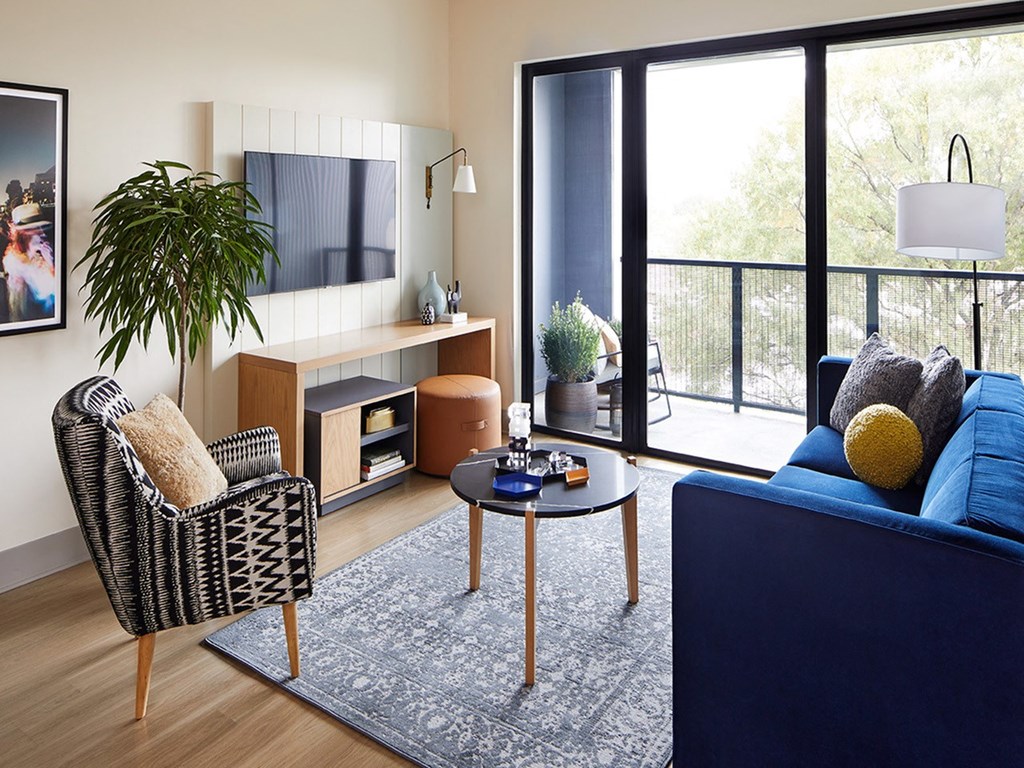 Balconies in Select Apartments Sentral West Midtown at Star Metals One-Bedroom Living Room with Balcony