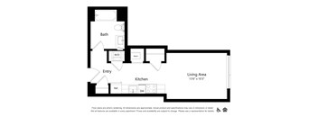 A black and white drawing of a floor plan for an apartment.