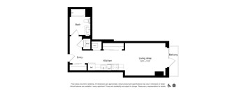 A black and white drawing of a floor plan for an apartment.