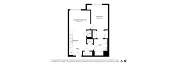 A black and white image of a floor plan for an apartment.