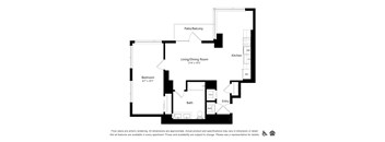 A black and white image of a floor plan for an apartment.