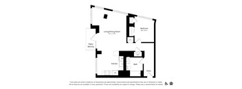 A black and white drawing of a floor plan for an apartment.