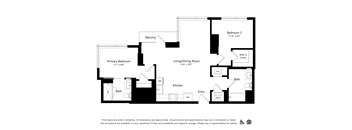 A black and white floor plan of an apartment.
