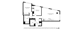 A black and white image of a floor plan for an apartment.