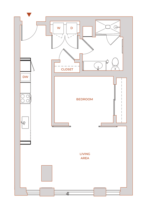 The Modern 1 Bedroom Floor Plan 2