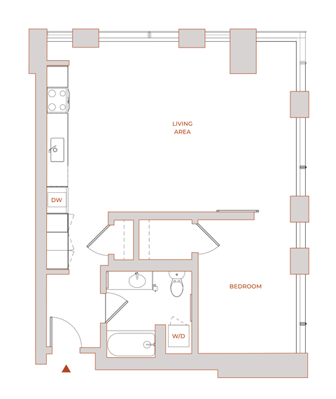 The Modern 1 Bedroom Floor Plan 3