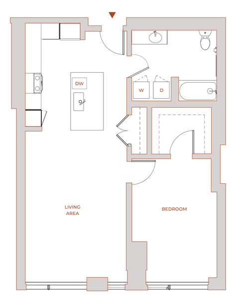 The Modern 1 Bedroom Floor Plan 5