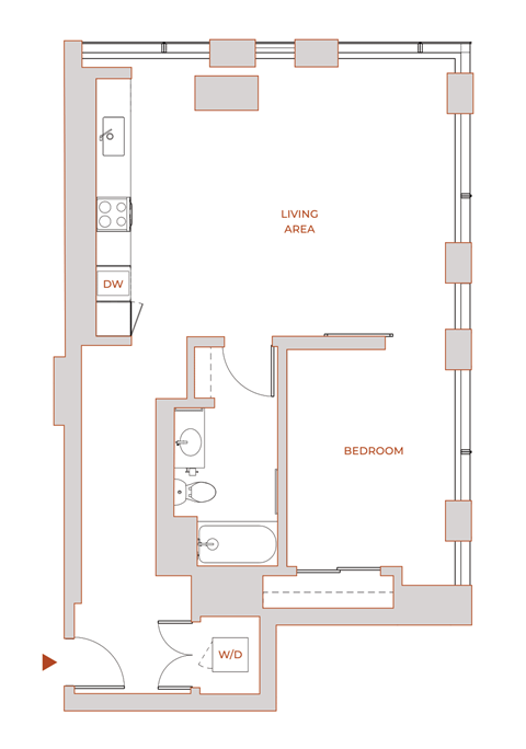 The Modern 1 Bedroom Floor Plan 6