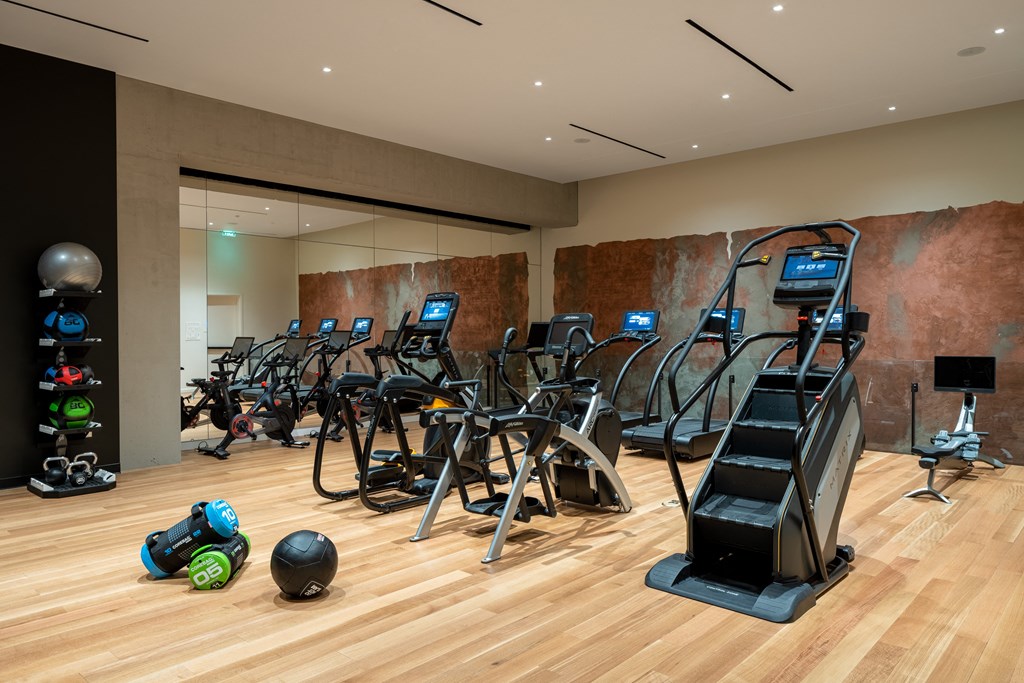 multi-level wellness center with gym, tech enabled equipment and personal trainer