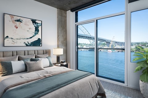 Oversized Windows with Stunning River Views | The Sutton, Portland OR