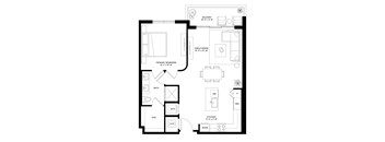 A01 One bedroom floorplan at Veneto in Las Olas, FL.
