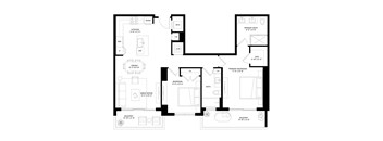 B01 Two bedroom floorplan at Veneto in Las Olas, FL.