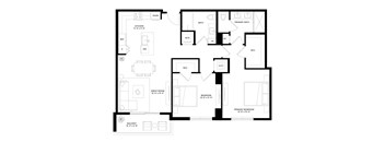 B02 Two bedroom floorplan at Veneto in Las Olas, FL.
