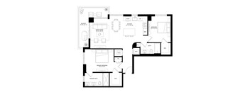 B03 Two bedroom floorplan at Veneto in Las Olas, FL.