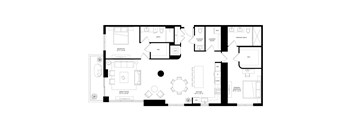 B04 Two bedroom floorplan at Veneto in Las Olas, FL.