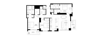 C01 Three bedroom floorplan at Veneto in Las Olas, FL.